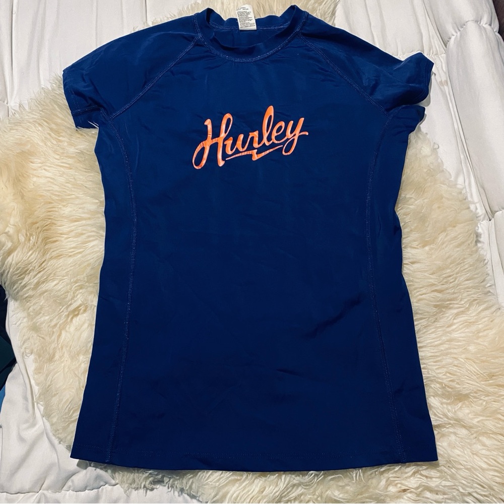 Hurley blue womens rash guard snorkel top XL shirt surf beach pool